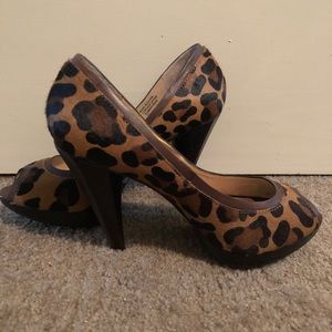 Michael Kors | Leopard Cow Hair Peep Toe Heel